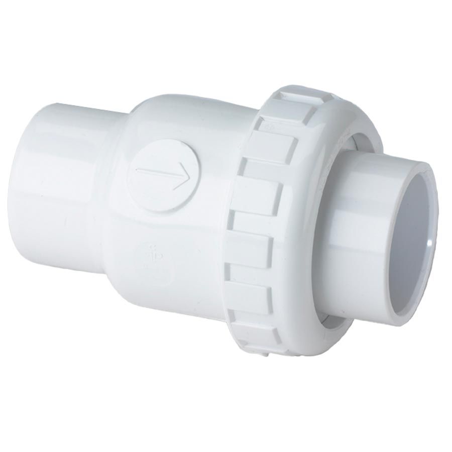 2&quot; WHITE PVC SINGLE UNION SPRING CHECK VALVE SKT X SKT 1/4 LB, 1/2 LB, 2 LB