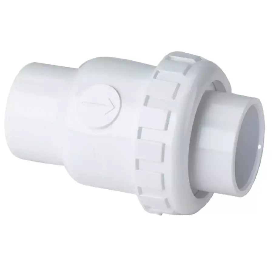 1 1/2&quot; WHITE PVC SINGLE UNION SPRING CHECK VALVE SKT X SKT 1/4 LB, 1/2 LB, 2 LB