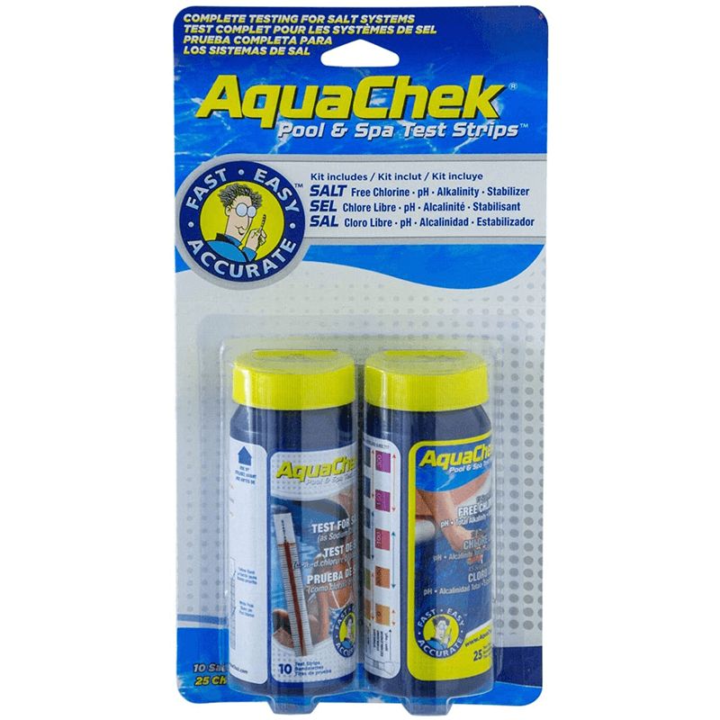 AQUACHEK SALT SYSTEM TEST KIT - TEST STRIPS (10 STRIPS/BTL SALT &amp; 25 STRIPS/BTL CHLORINE)