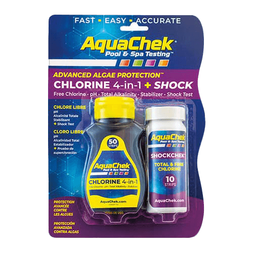 AQUACHEK CHLORINE 4-IN-1 + SHOCK  (50 STRIPS/BTL)