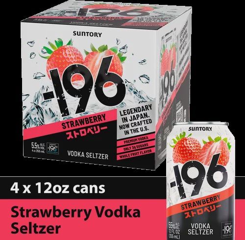 -196 STRAWBERRY VODKA SELTZER 4PK