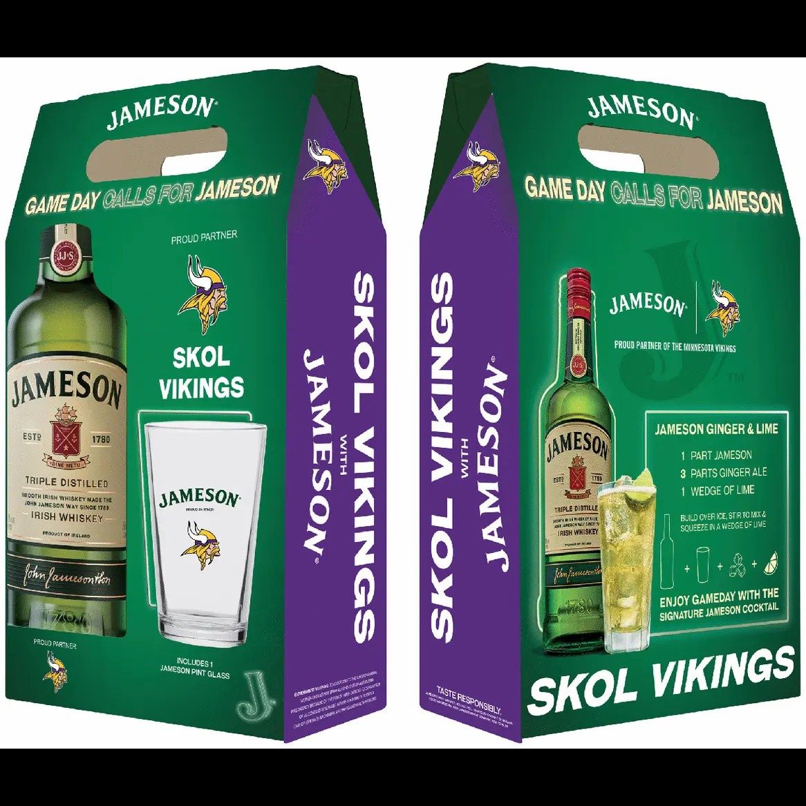 JAMESON MN VIKINGS  PINT GLASS 750ML