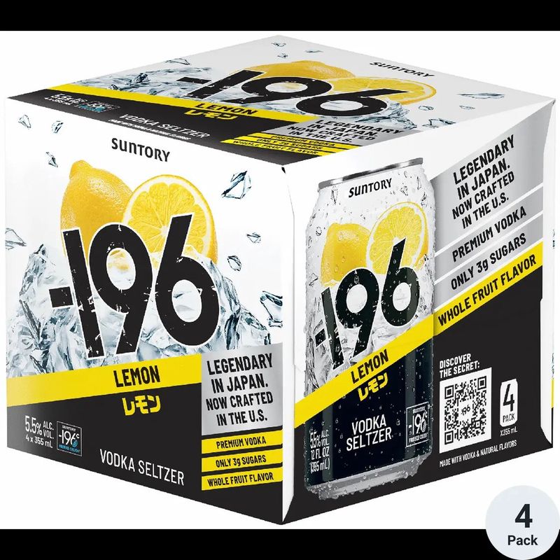 -196 LEMON VODKA SELTZER 4PK