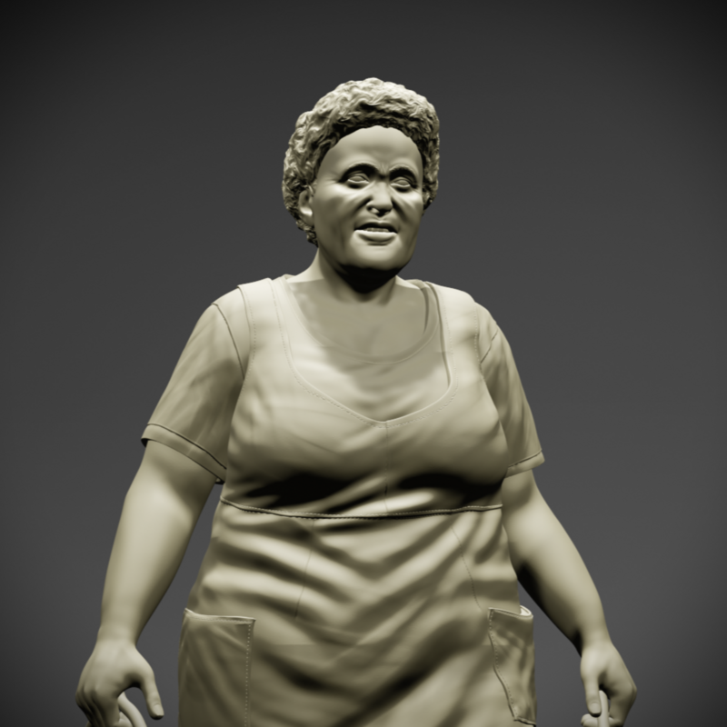 Country woman carrying milk buckets - 3D printed figurine