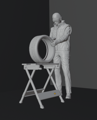 Mechanic smoothing hole in a tire - 3D printed figurine