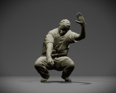 Mechanic inflating tire - 3D printed figurine