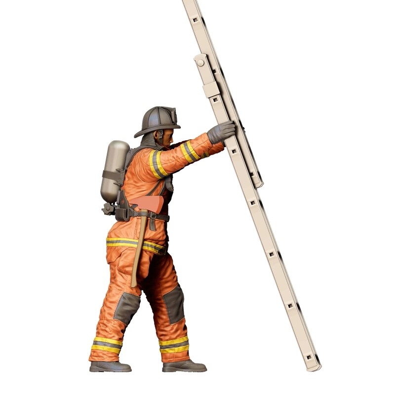 Fireman pushing ladder - 3D printed figurine