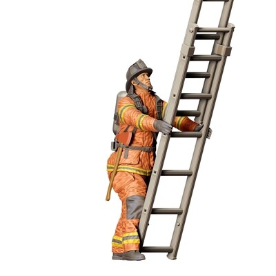 Fireman holding ladder - 3D printed figurine