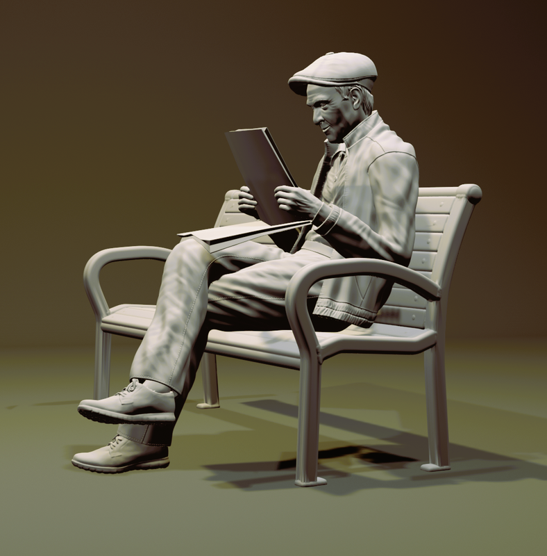 Old Man reading on a bench