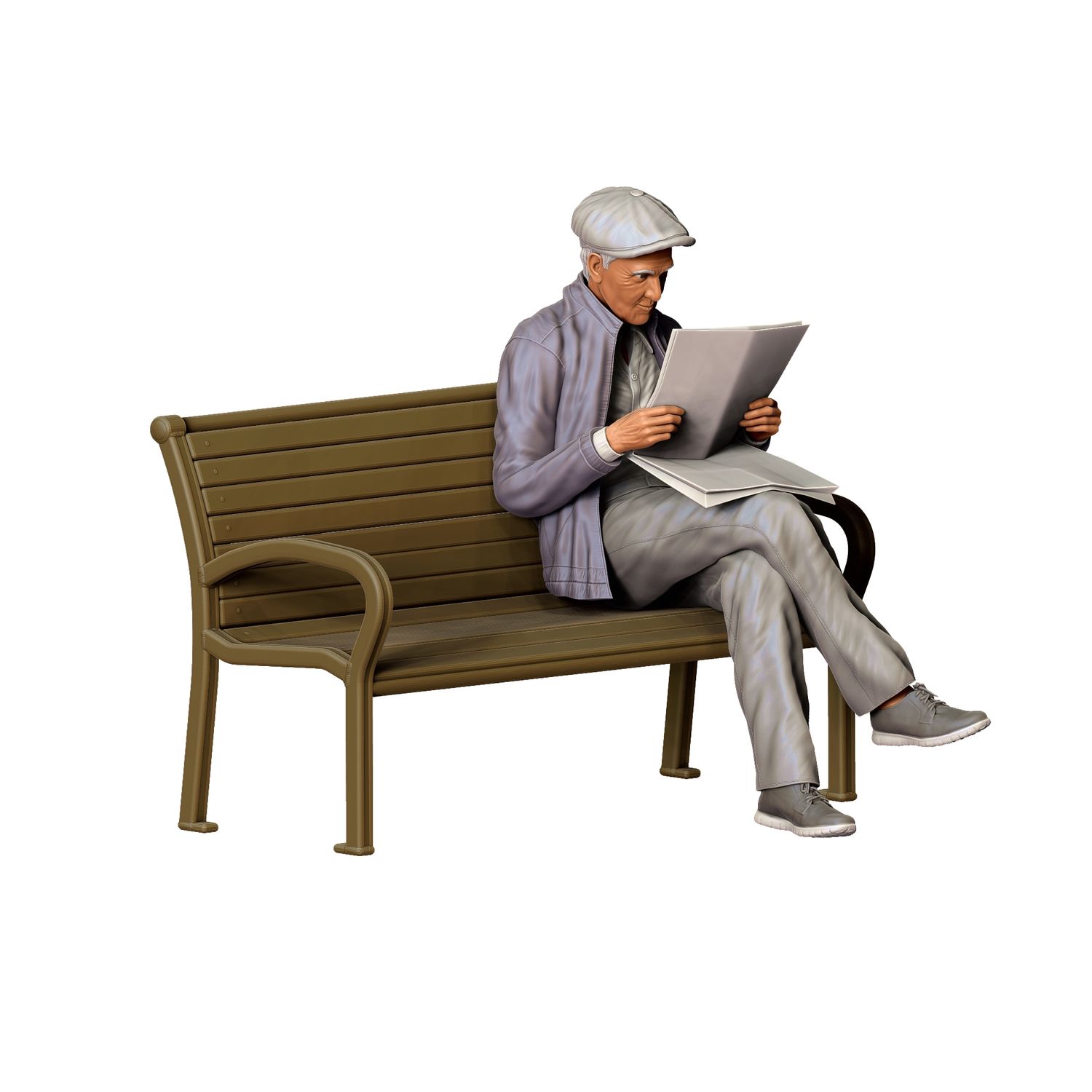 Old Man reading on a bench