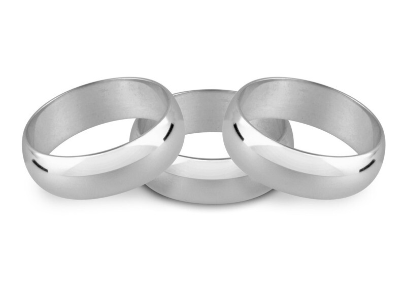 Men&#39;s Platinum D Shape Wedding Ring 4.0mm UK Hallmarked