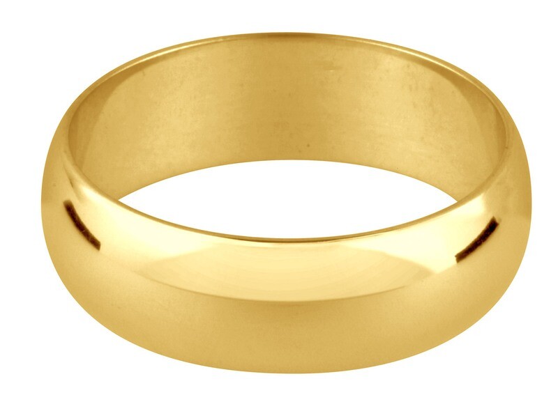 18ct Men&#39;s Yellow Gold D Shape Wedding Ring 4.0mm, UK Hallmarked