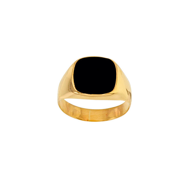 9ct Yellow Gold Signet Ring Set With Square Onyx
