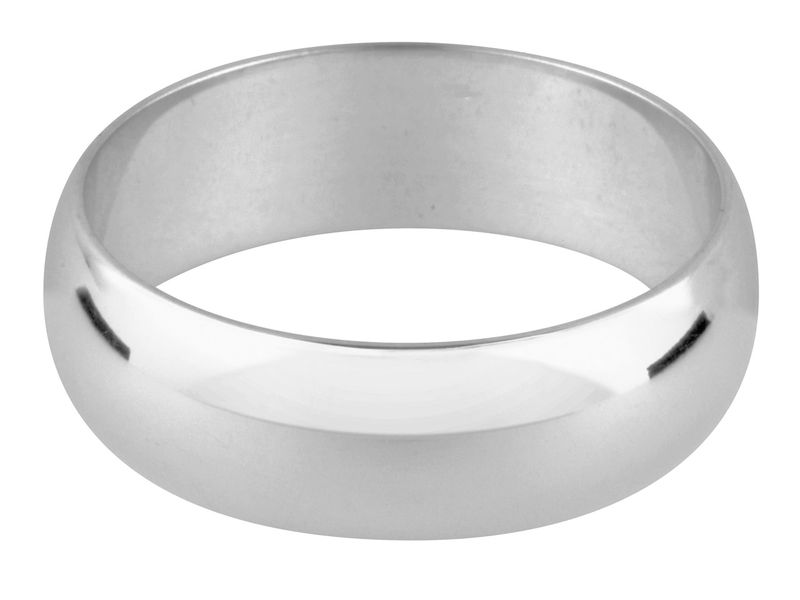 18ct White Gold D Shape Wedding Ring 4.0mm, UK Hallmarked