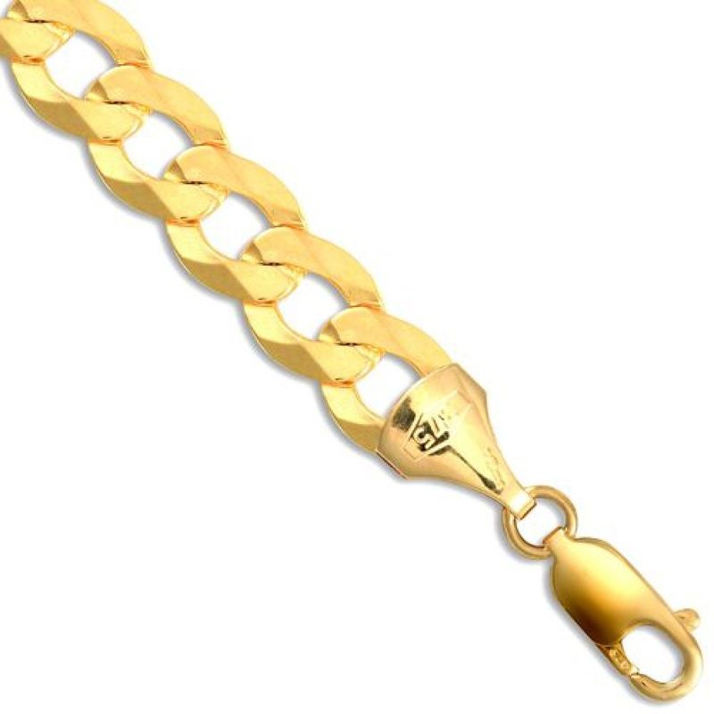 9ct Yellow Gold 8.4mm Flat Curb Link Necklace