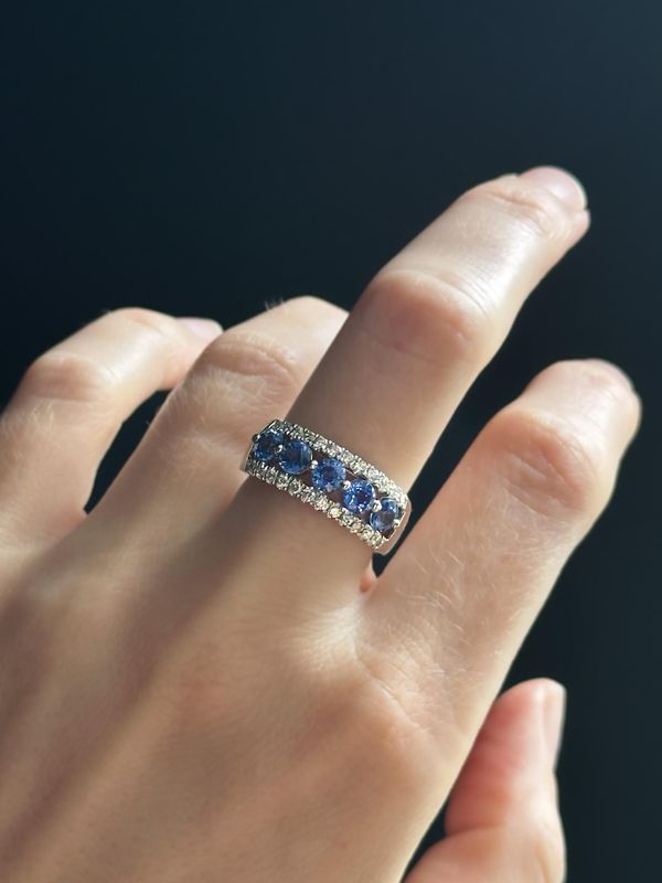Hand Selected Sapphire And Natural Diamond Ring