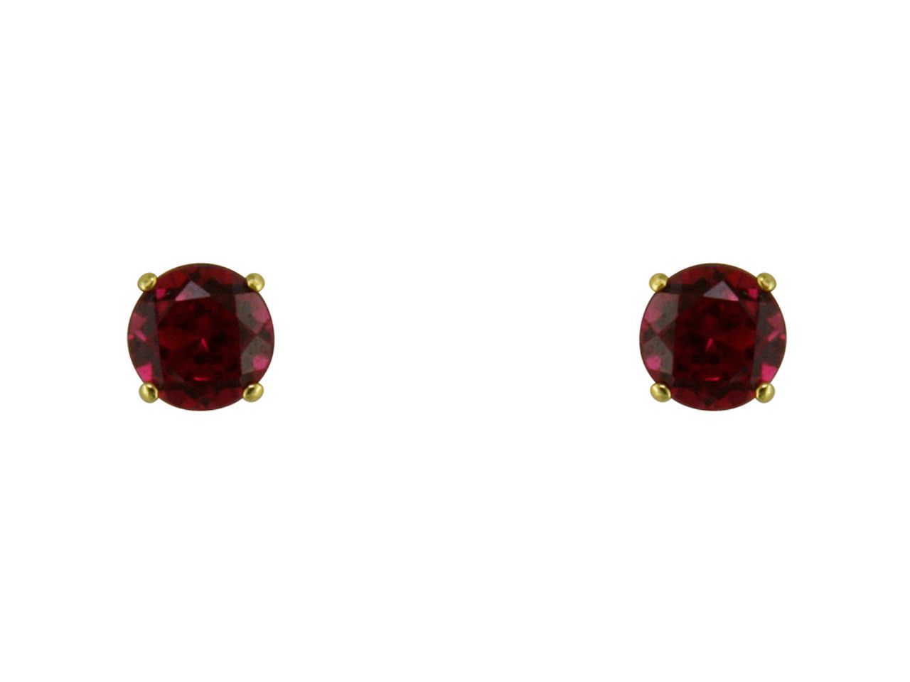 9ct Yellow Gold Birthstone Earrings 5mm Round Created Ruby - July