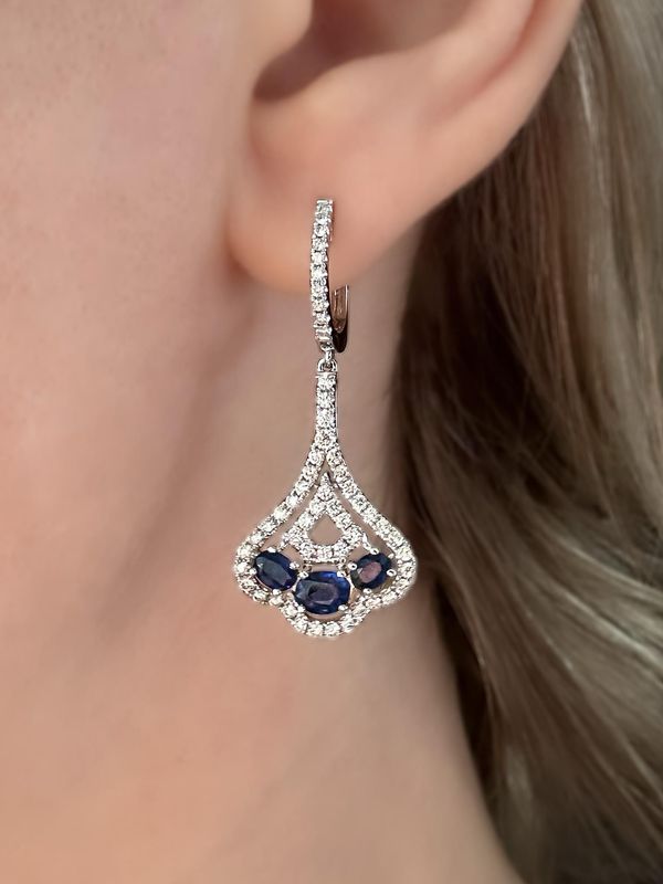 Chandelier Diamond And Sapphire Earrings