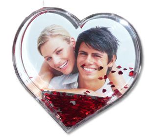 Bola de Neve formato coração com fotografia