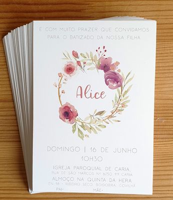 Impressão convites para Batizados, preços sob consulta.