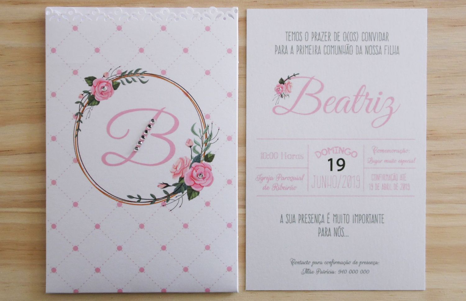 Impressão convites para comunhões, preços sob consulta.