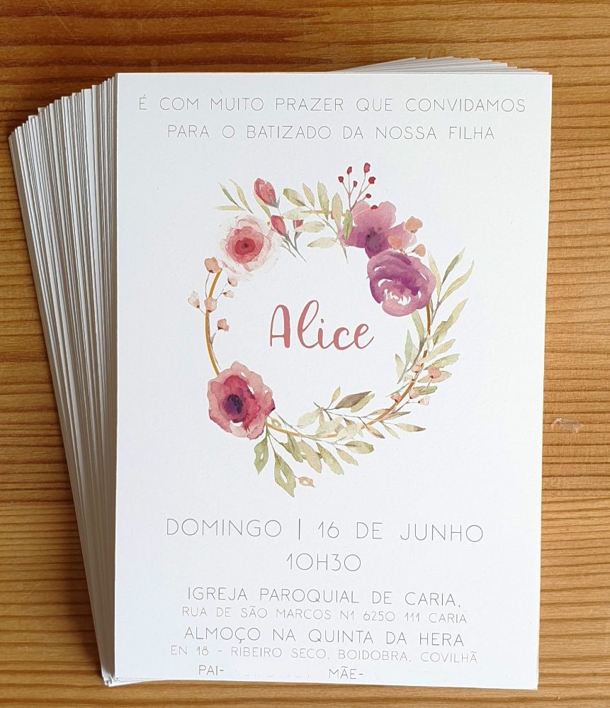 Impressão convites para Batizados, preços sob consulta.