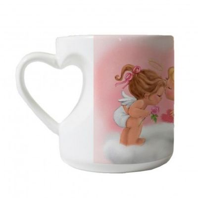 Caneca Branca coração na asa com cx.