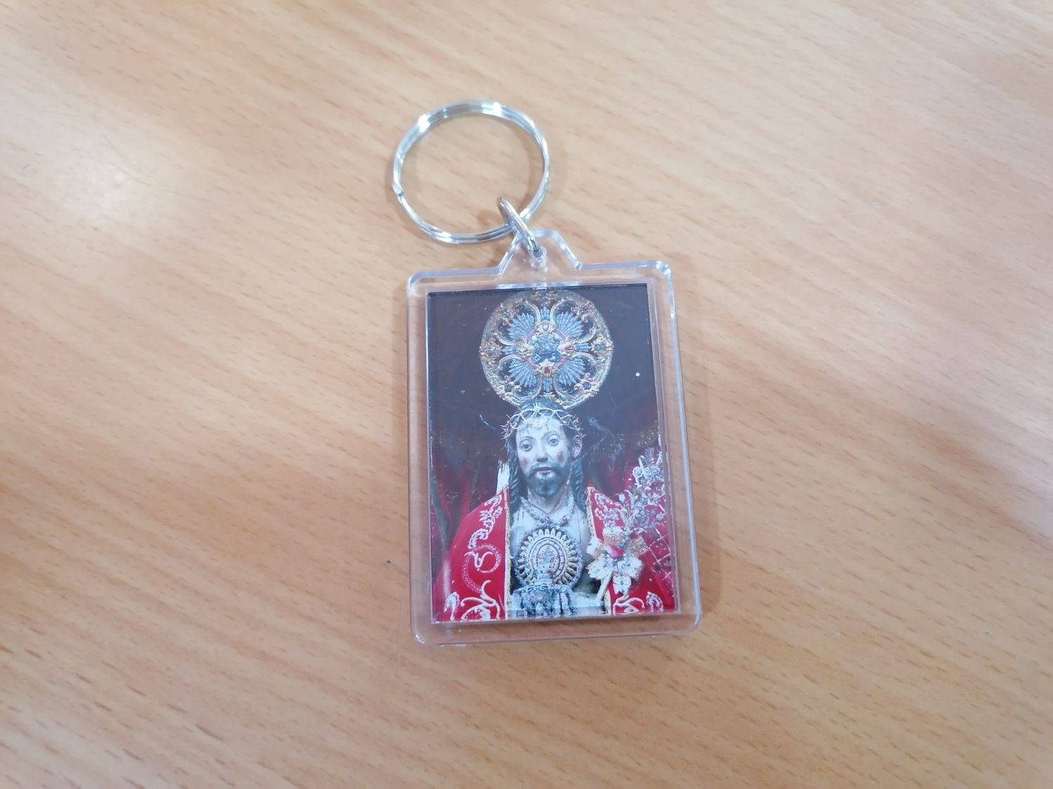 Porta-chaves acrílico retangular com foto Santo Cristo