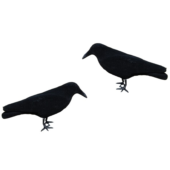 Lokvogel volle kraai geflockt 41cm. incl. pin en voet 10stuks.