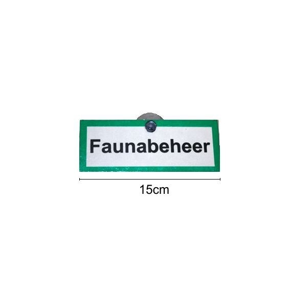 Signaalbord aluminium „Faunabeheer“ voor in de auto met zuignap maat 15 x 6 cm - 1mm dik - ProLoo