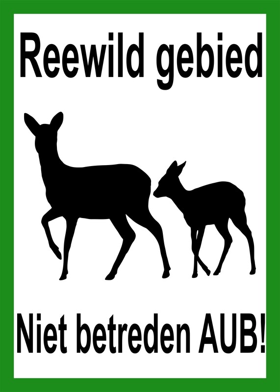 Signaalbord aluminium „Reewild gebied Niet betreden AUB&quot;