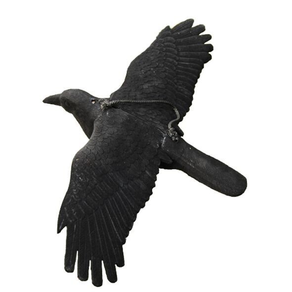 Lokvogel vliegende kraai geflockt 44x80cm incl. metalen pen - 3 stuks