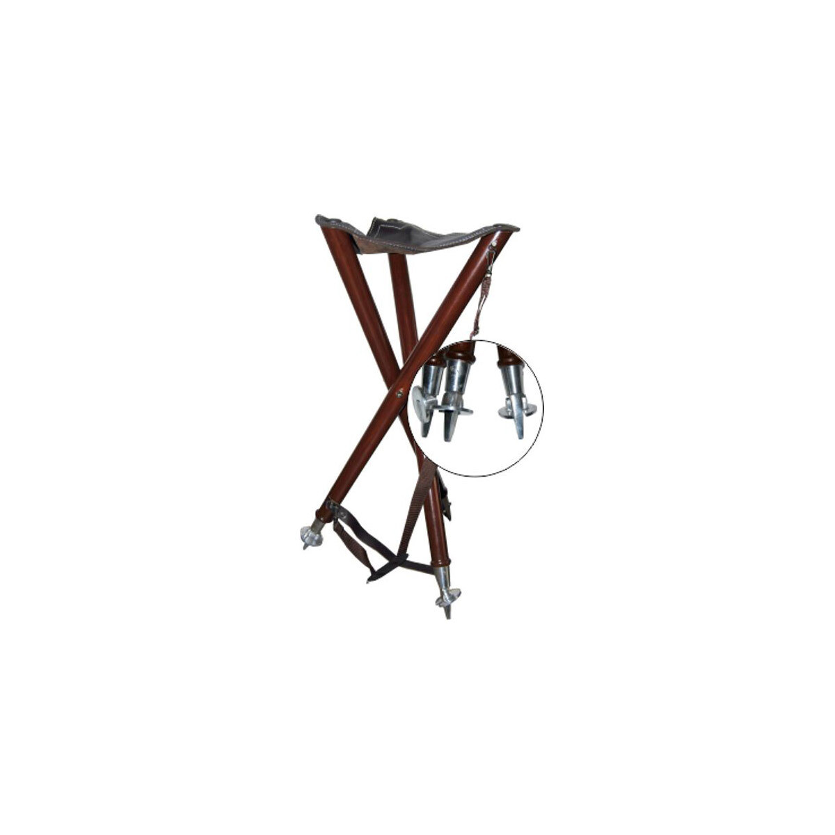 Stoel 3-poot leer hoog 75cm