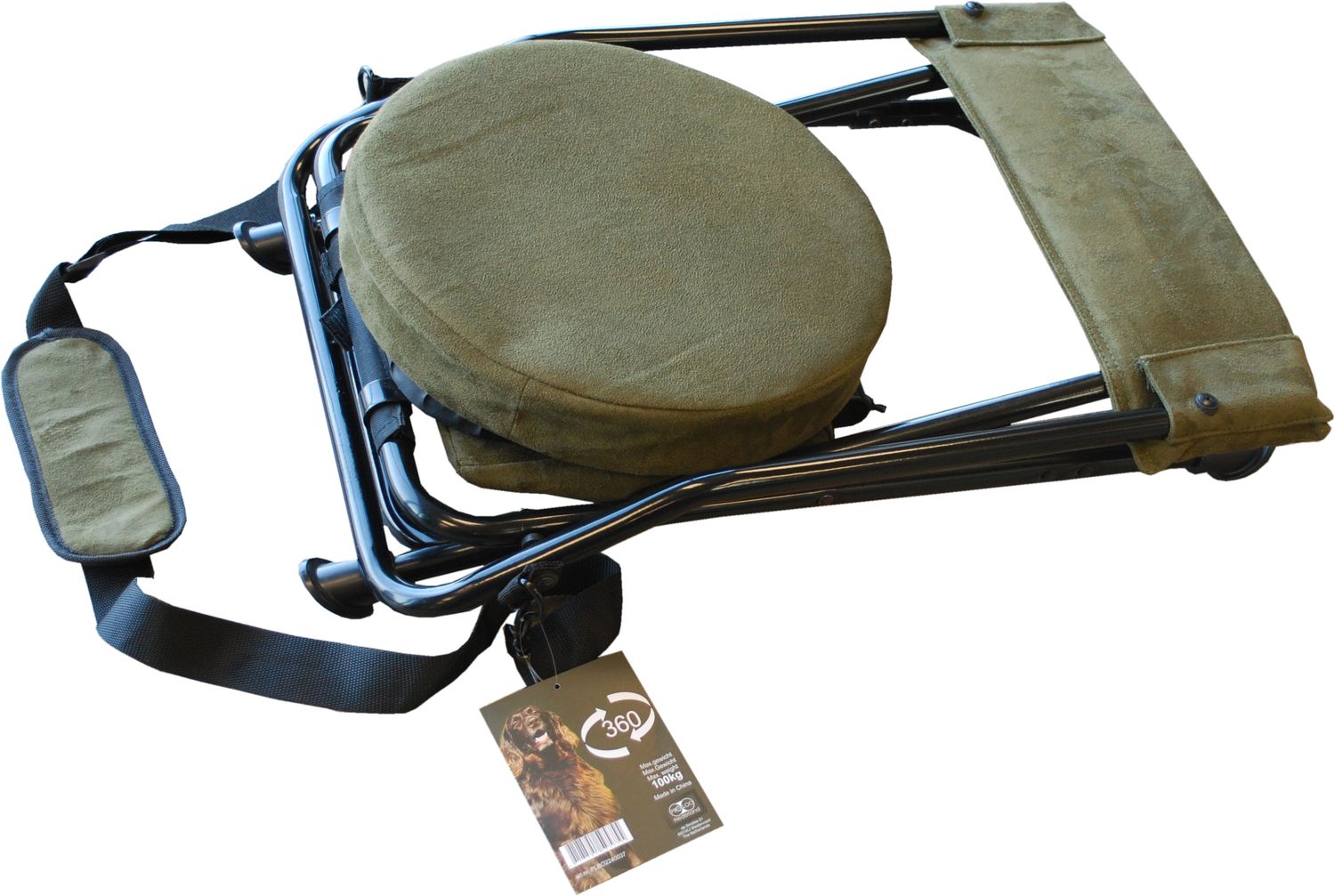 Draaibare stoel Heavy Duty 360dgr donkergroen faux suede fabric.