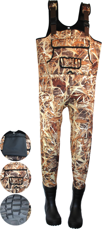 Waadpak Neoprene maat 42/43 camouflage "wetland" inclusief reparatie set