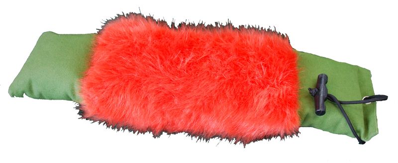 Hondendummy konijn 3dlg universeel 1000grams leger groen canvas/ granulaat vulling en signaal oranje kunstvacht incl. werpkoord. Model konijn 3-parts