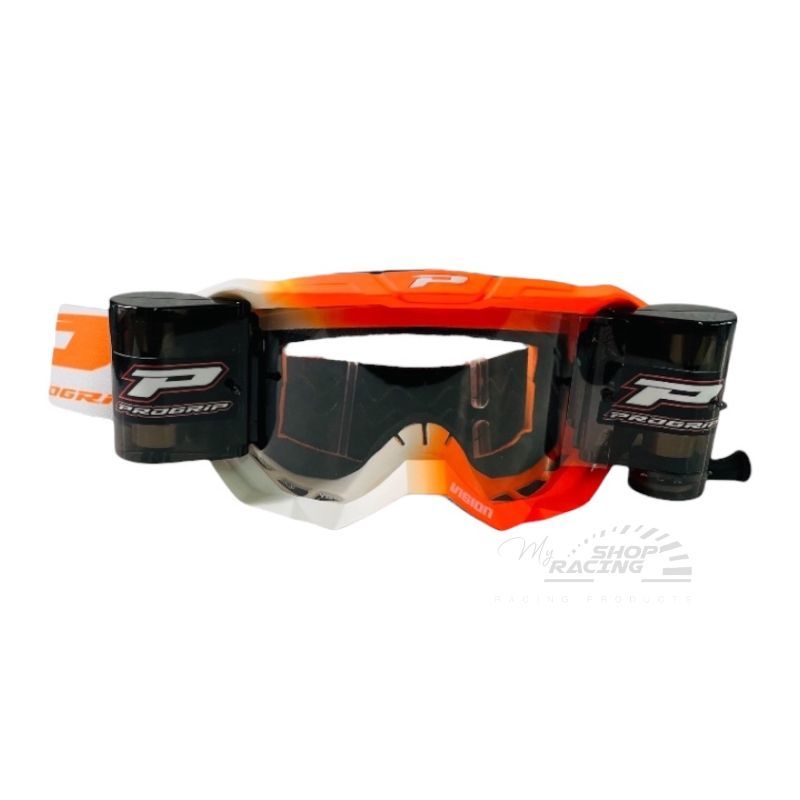 MASCHERA PROGRIP VISION CON ROLL OFF XXL COLORE ARANCIO FLUO E BIANCO