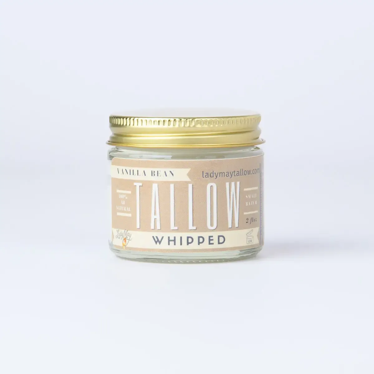Vanilla Whipped Tallow, All Natural Grass Fed Beef Tallow Moisturizer 2oz