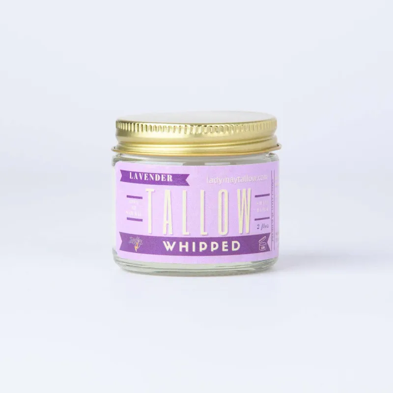 Lavender Whipped Tallow - All Natural Grass Fed Beef Tallow Moisturizer 2 oz travel size