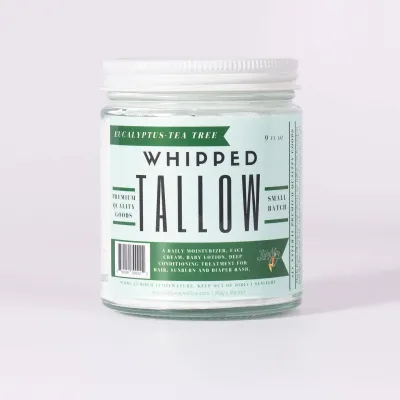 Eucalyptus Tea Tree Whipped Tallow - All Natural Grass Fed Beef Tallow Moisturizer 9 oz