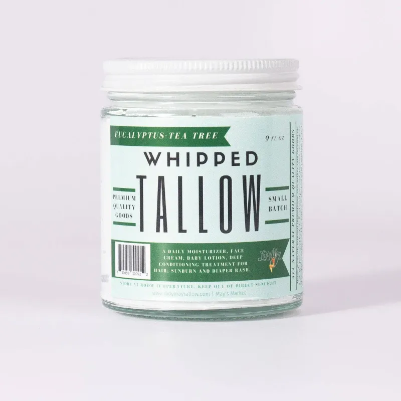 Eucalyptus Tea Tree Whipped Tallow - All Natural Grass Fed Beef Tallow Moisturizer 9 oz