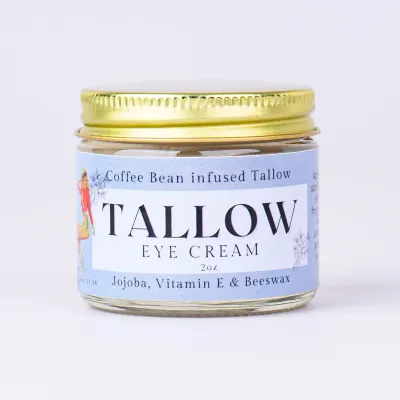 Coffee Bean Infused Tallow Eye Cream, Grass Fed Beef Tallow