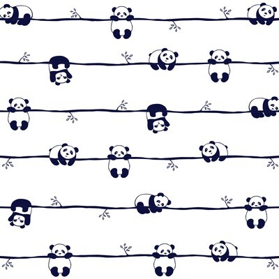 Papel de Parede Ursinho Panda Preto e Branco