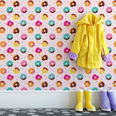 Papel de Parede Adesivo Donuts e Confetes Coloridos