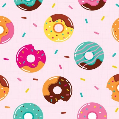 Papel de Parede Adesivo Donuts e Confetes Coloridos