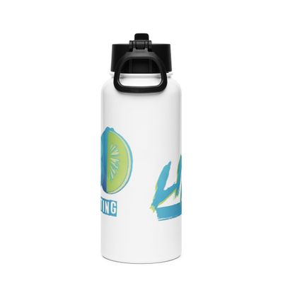 Stainless steel water bottle with a straw lid