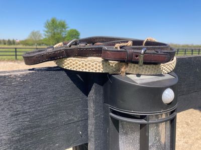 Tory Rubber Leather Combo Reins. White Grip Rubber