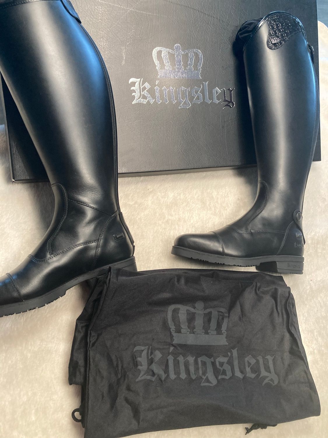 Kingsley Montreal Black Zip Back Tall Boot. With Sparkle Cuff. 37C-XL -NEW