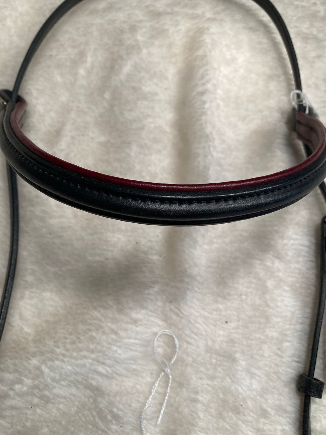 Stubben Browband And Noseband Set. With Wine Color Leather Piping Size Full