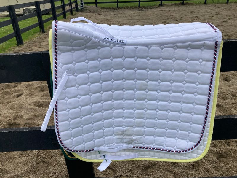 SmartPak White Dressage Pad With Red/white/blue Rope Trim - Full